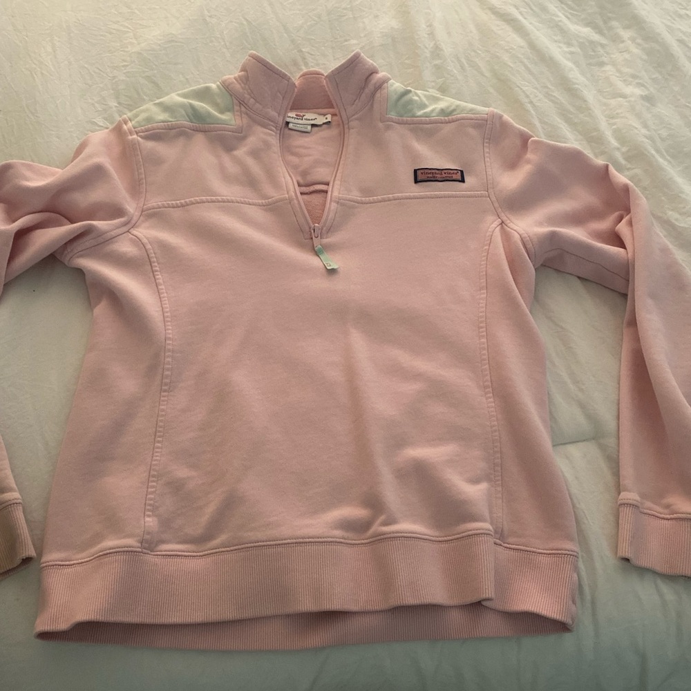 Pink and white Vineyard Vines quarter zip!